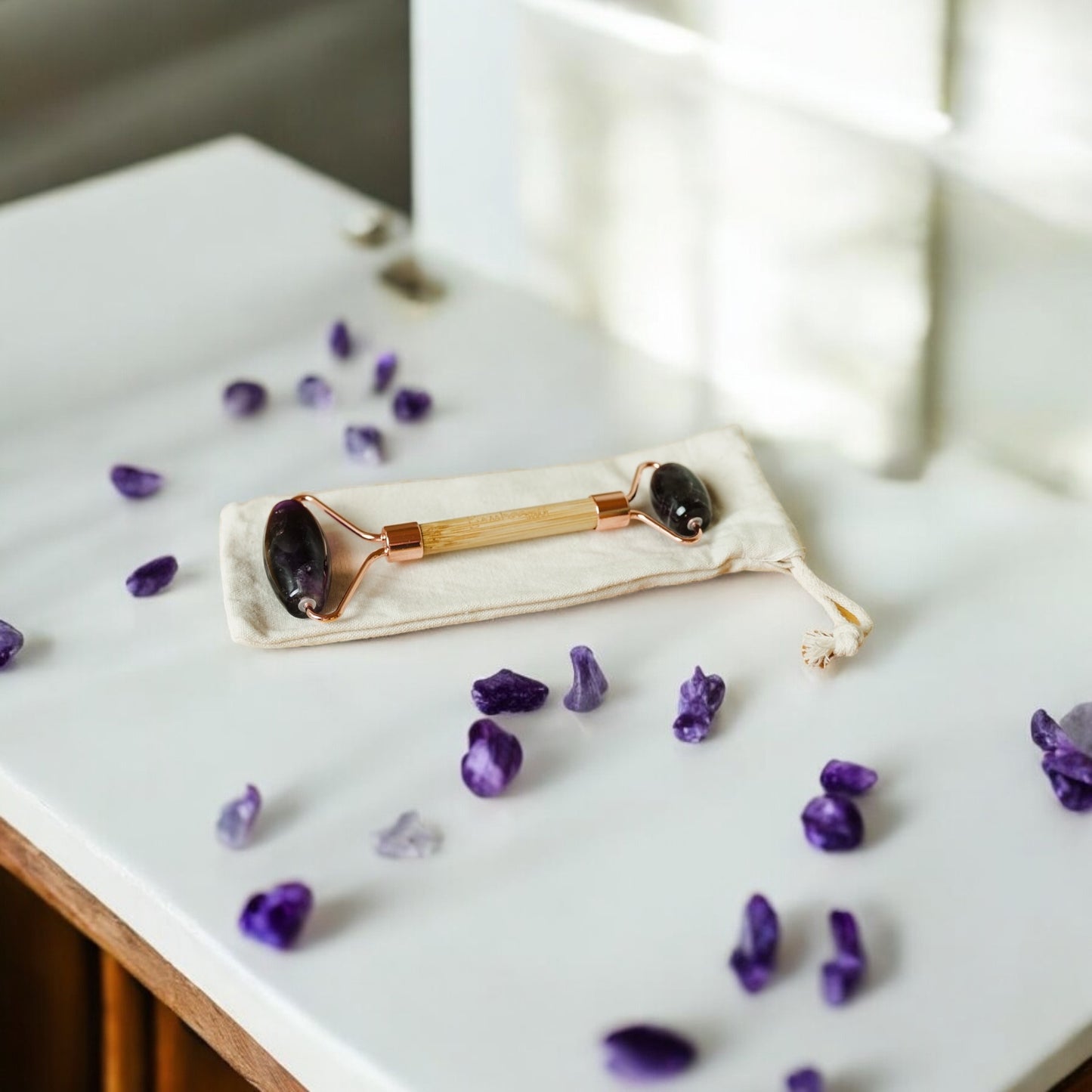 Bamboo Facial Roller - Amethyst