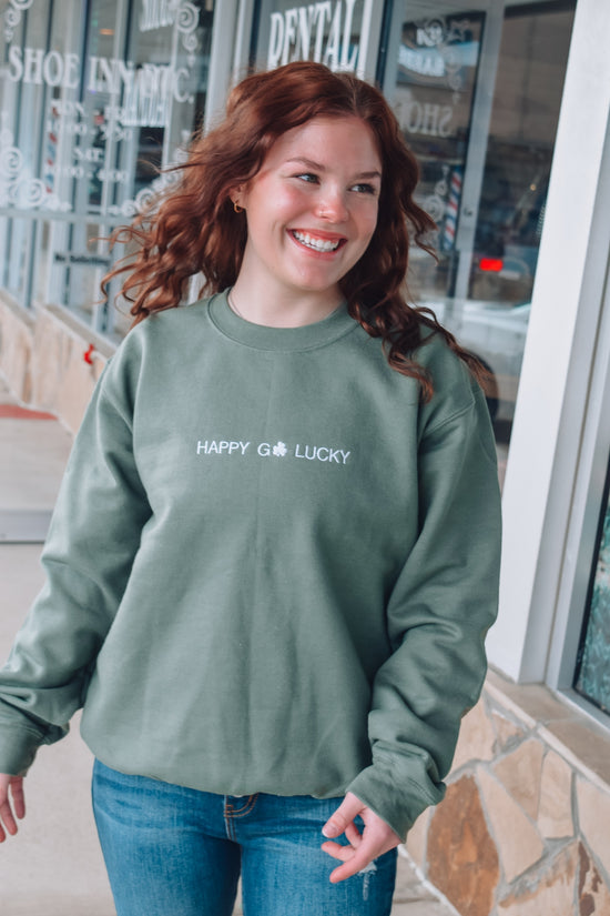 Happy Go Lucky Embroidered Sweatshirt