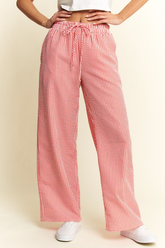 Gingham Boxer Pants - Red & White