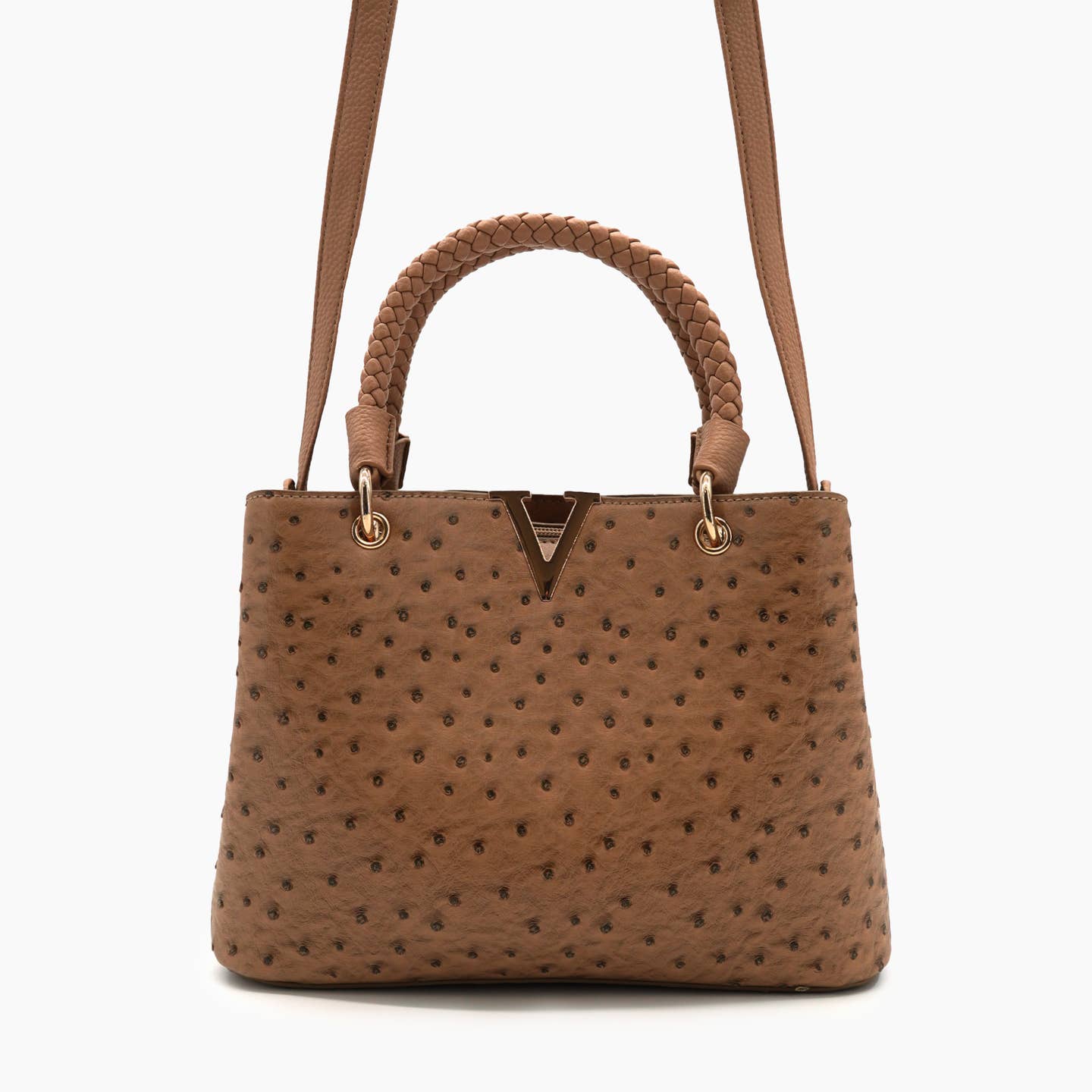 Mireille Pleated Ostrich Shoulder Purse