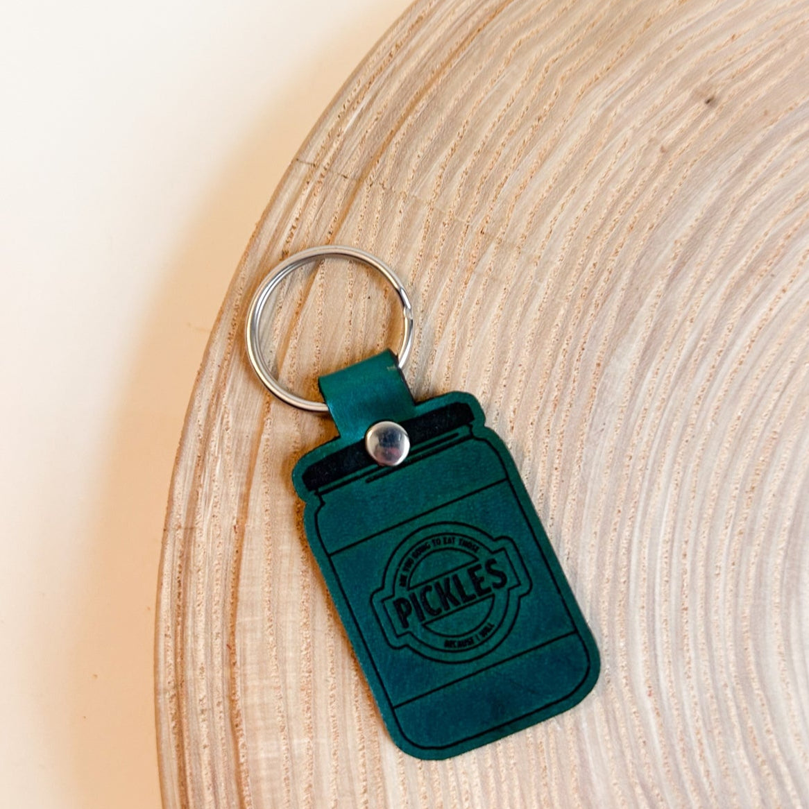 Pickle Jar Leather Keychain