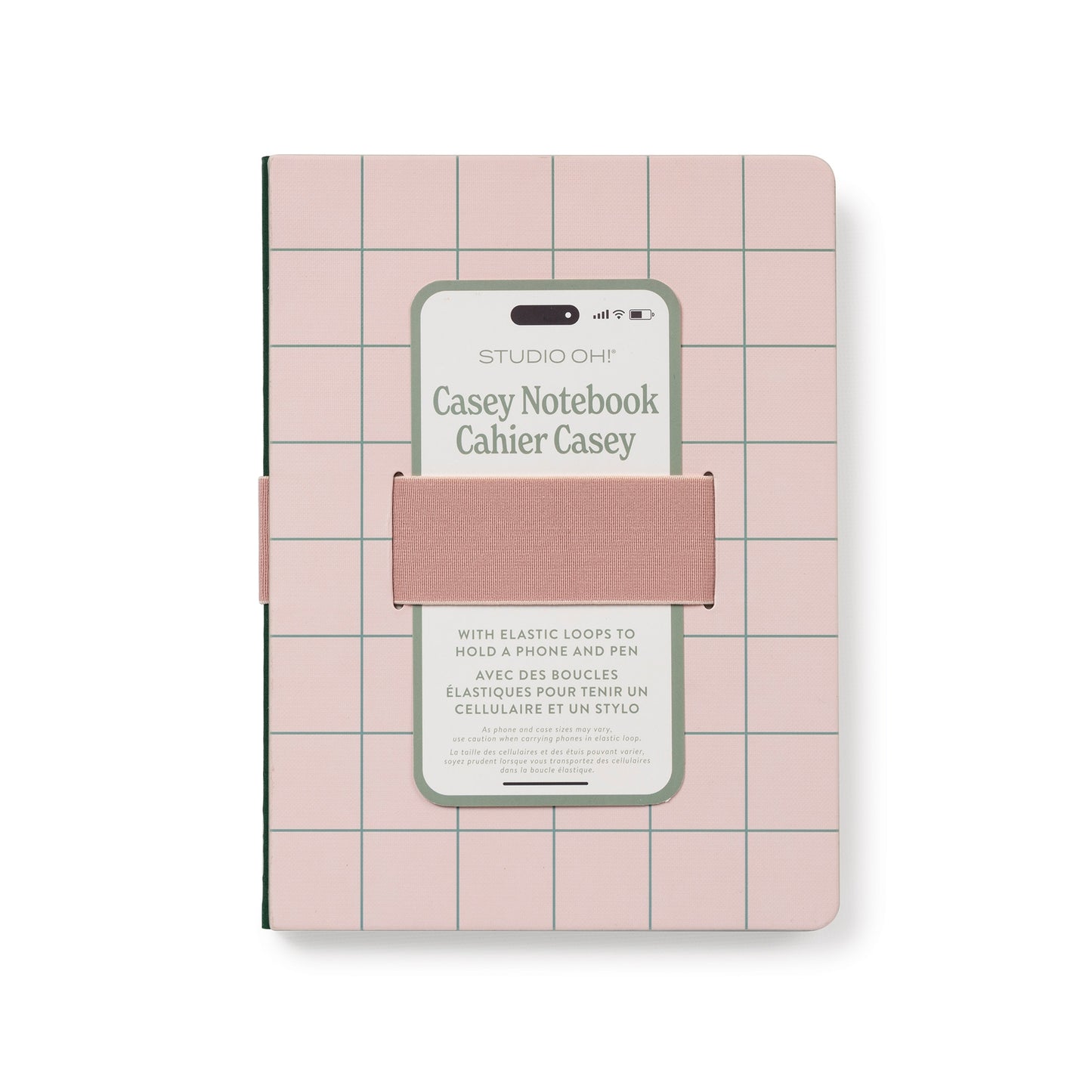 Peach & Green Grid Casey Notebook with Phone Loop