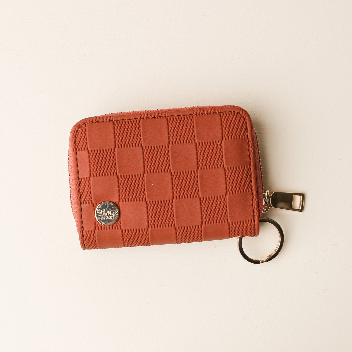 Zip Around Card Wallet - Cognac Check