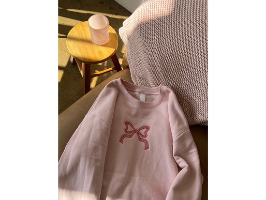 Pink Bow Embroidered Sweatshirt