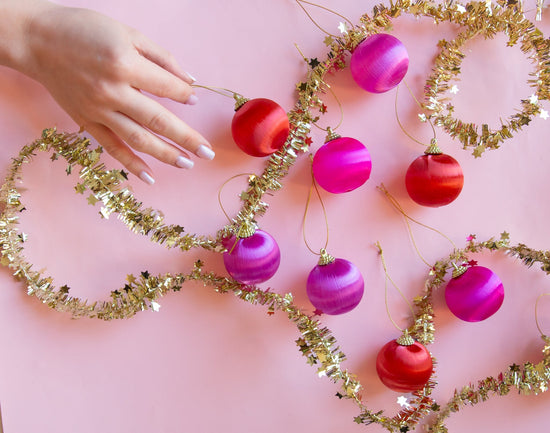 Retro Satin Ornaments - Set of 9 - Mini