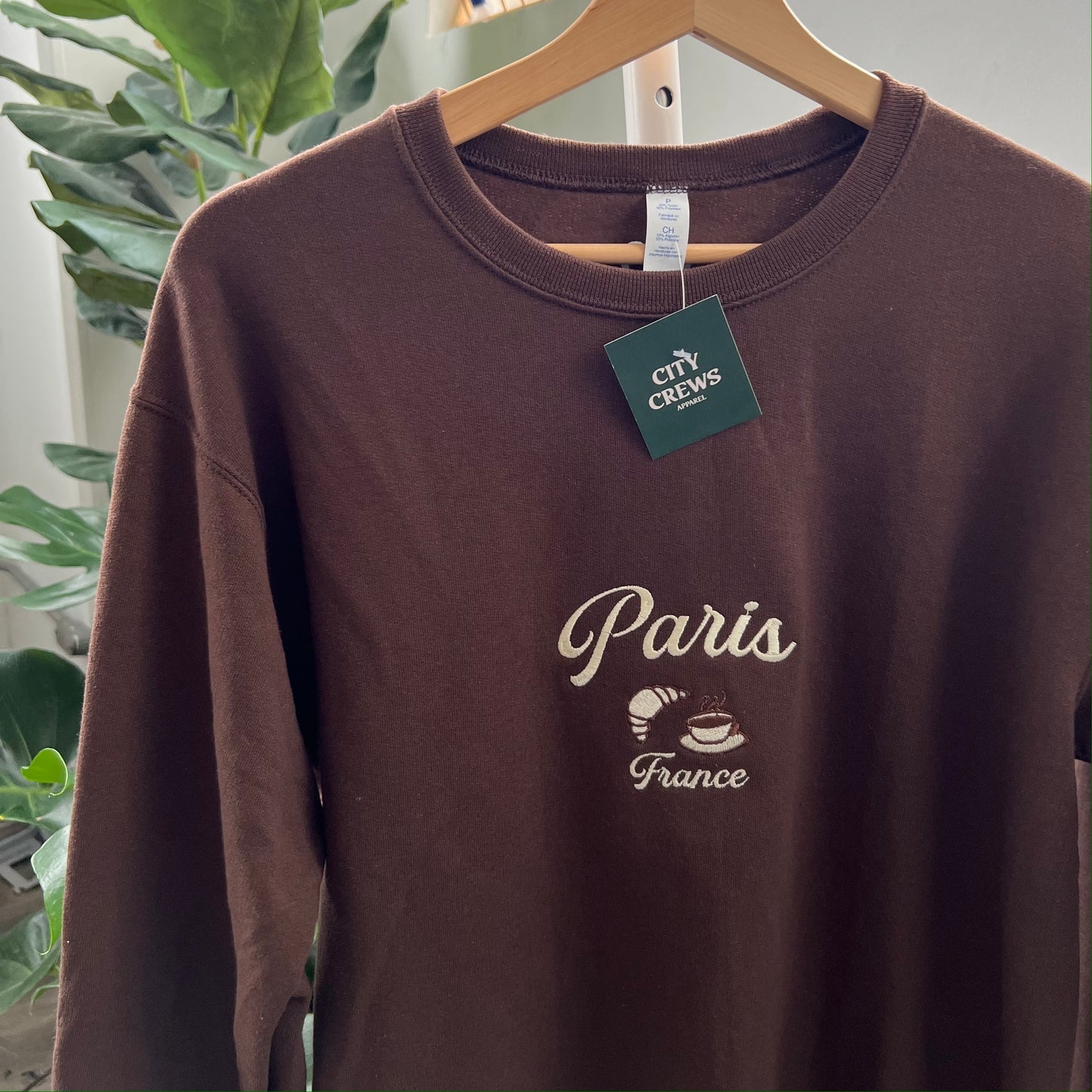 Paris Croissant Embroidered Sweatshirt