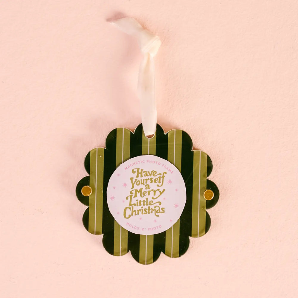 Picture Frame Ornament - Evergreen Stripes