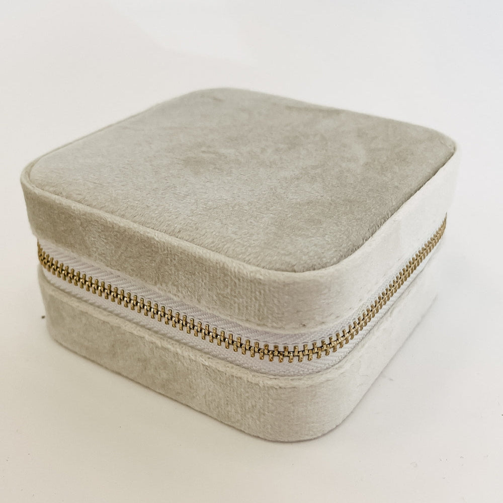 Velvet Travel Jewelry Box with Mirror