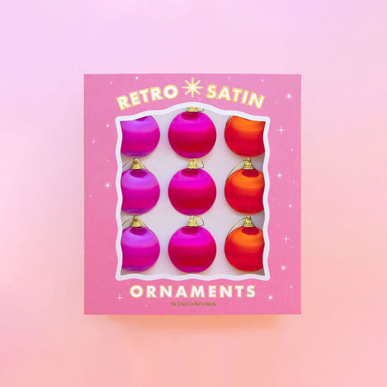 Retro Satin Ornaments - Set of 9 - Mini