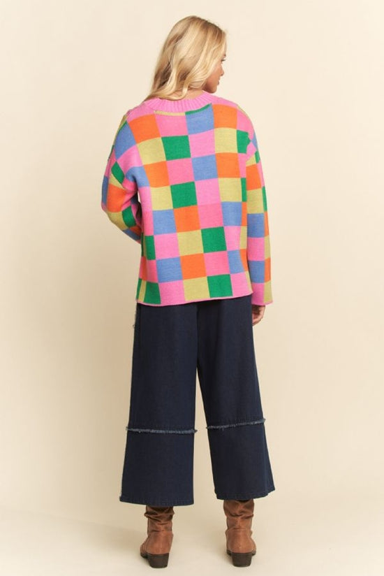 Multi Color Blocked Pullover Sweater Top