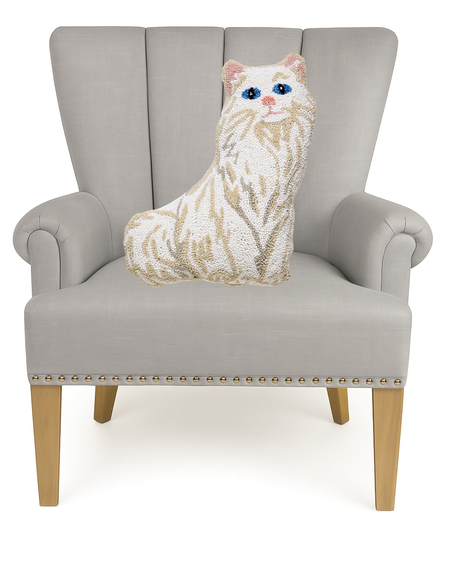 Shaped White Cat Hook Pillow