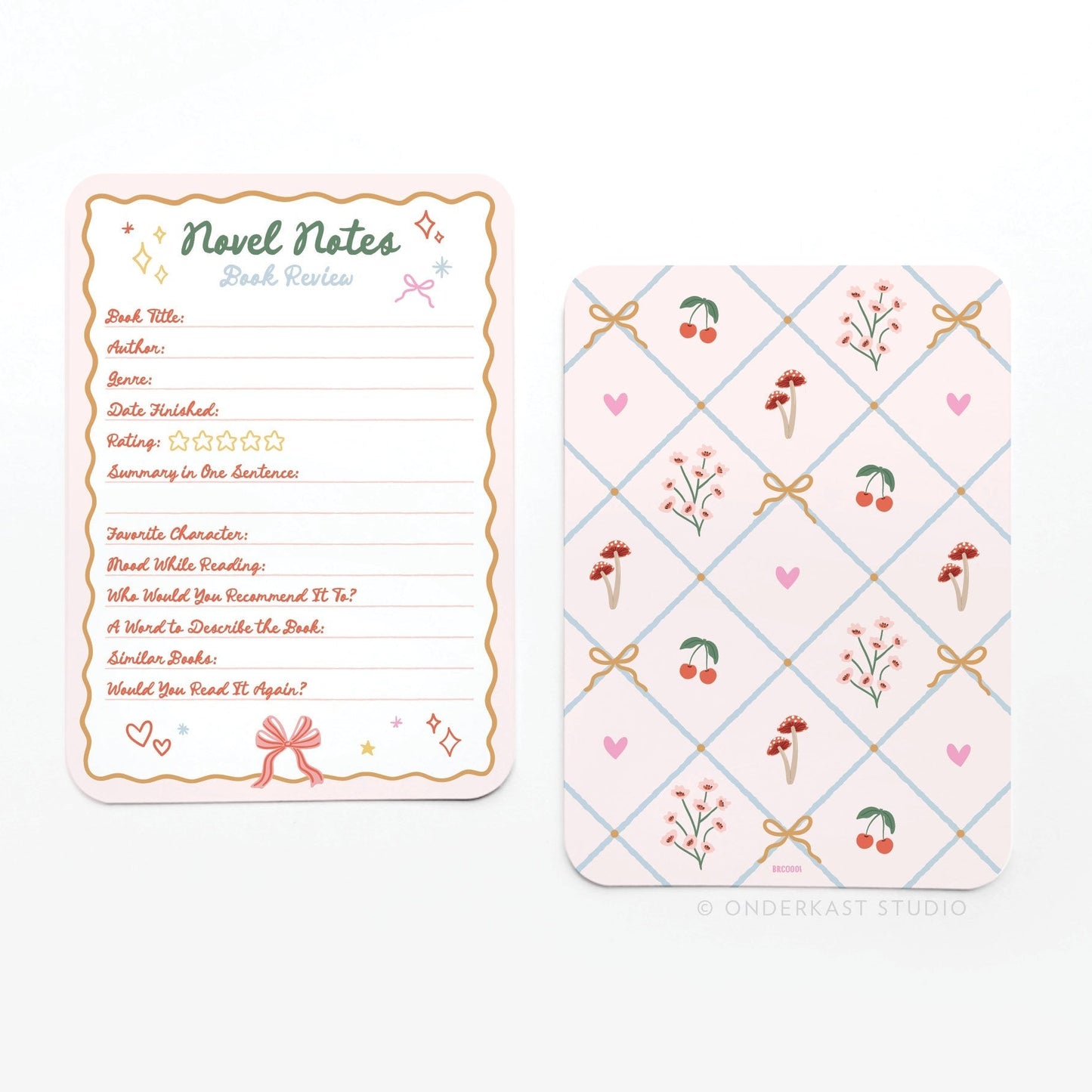 Coquette Novel Notes Book Review Card - Set of 8