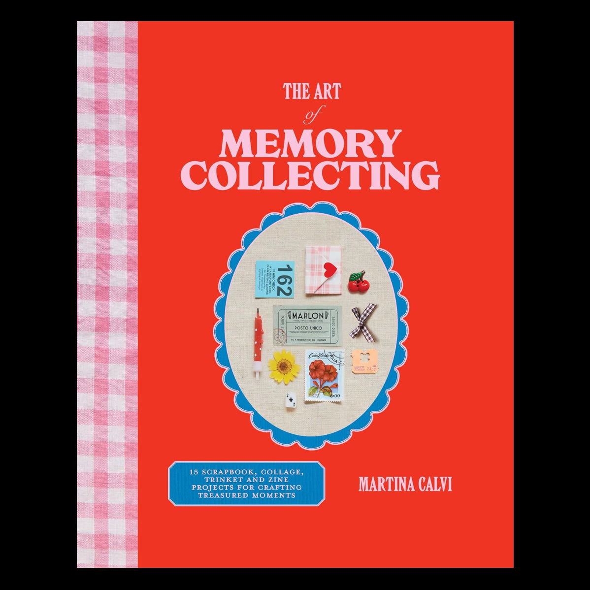 Book cover of 'The Art of Memory Collecting' with a red background and checkered pattern.