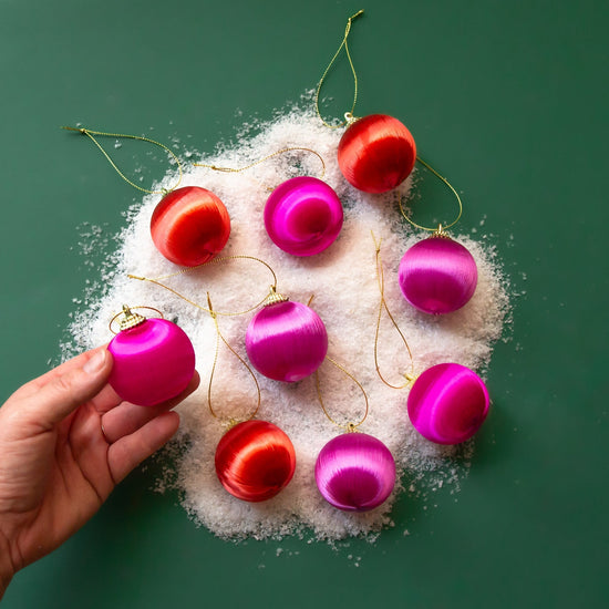 Retro Satin Ornaments - Set of 9 - Mini