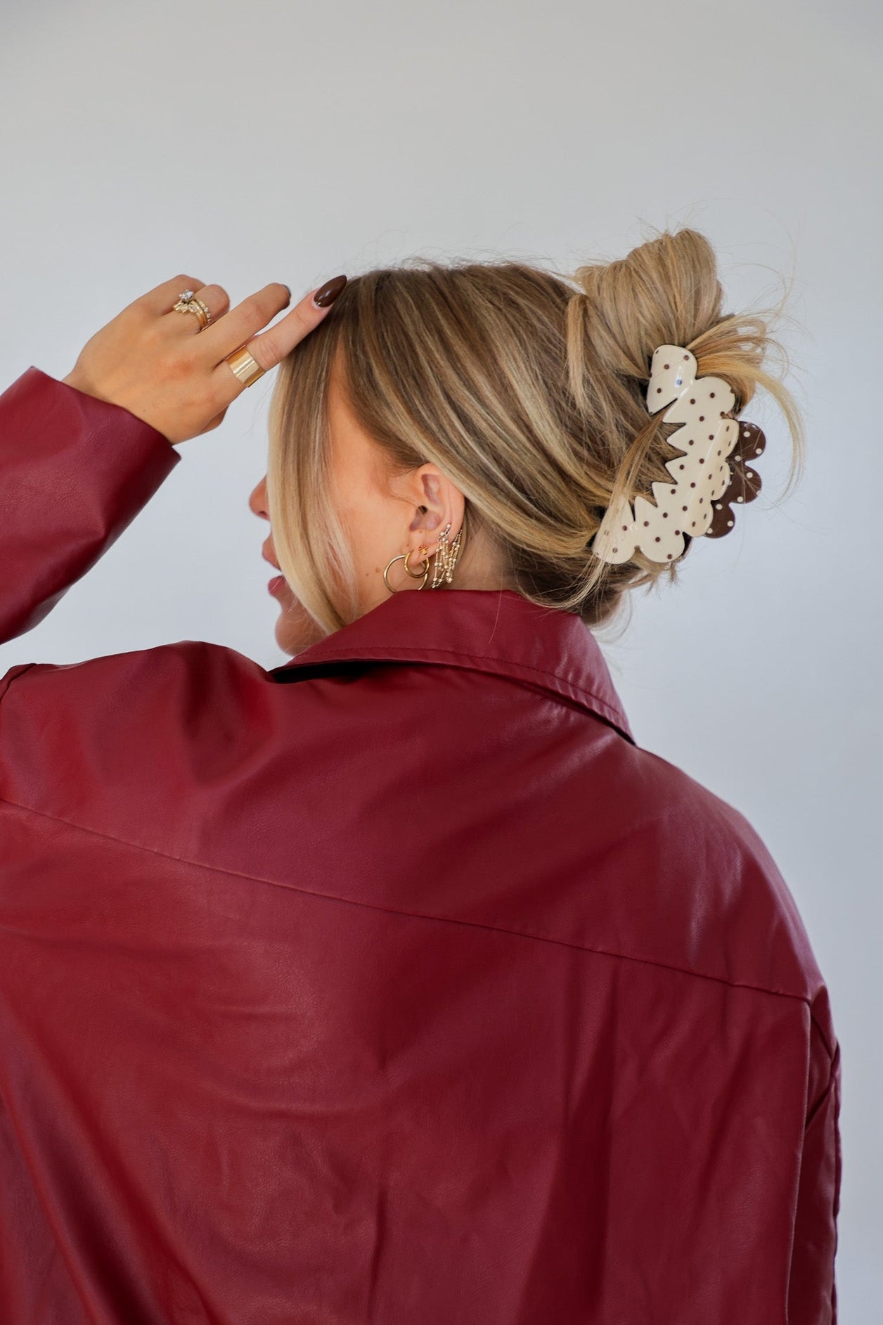 Brown & Cream Petal Arch Claw Clip