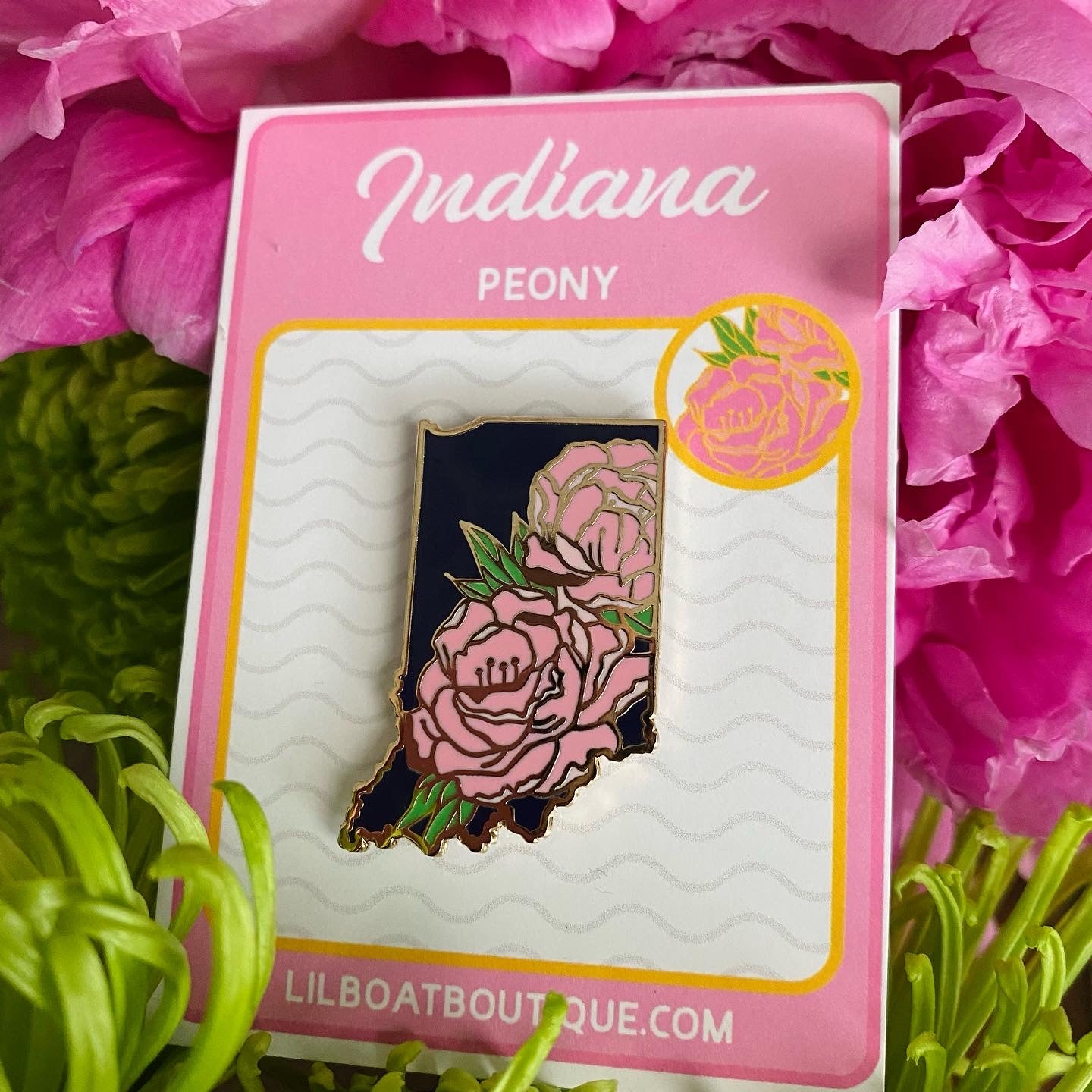 Indiana Peony State Flower Enamel Pin