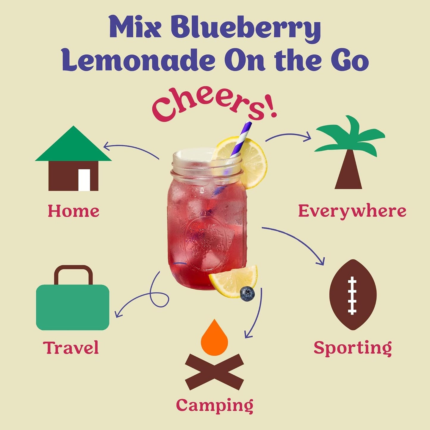Blueberry Lemonade Cocktail / Mocktail Mixer - Individual Packet