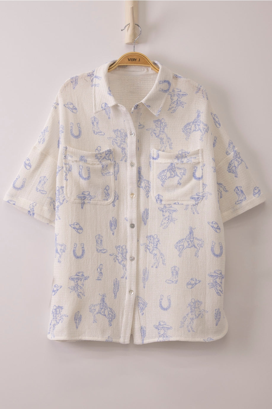Western Graphic Button-Up Top