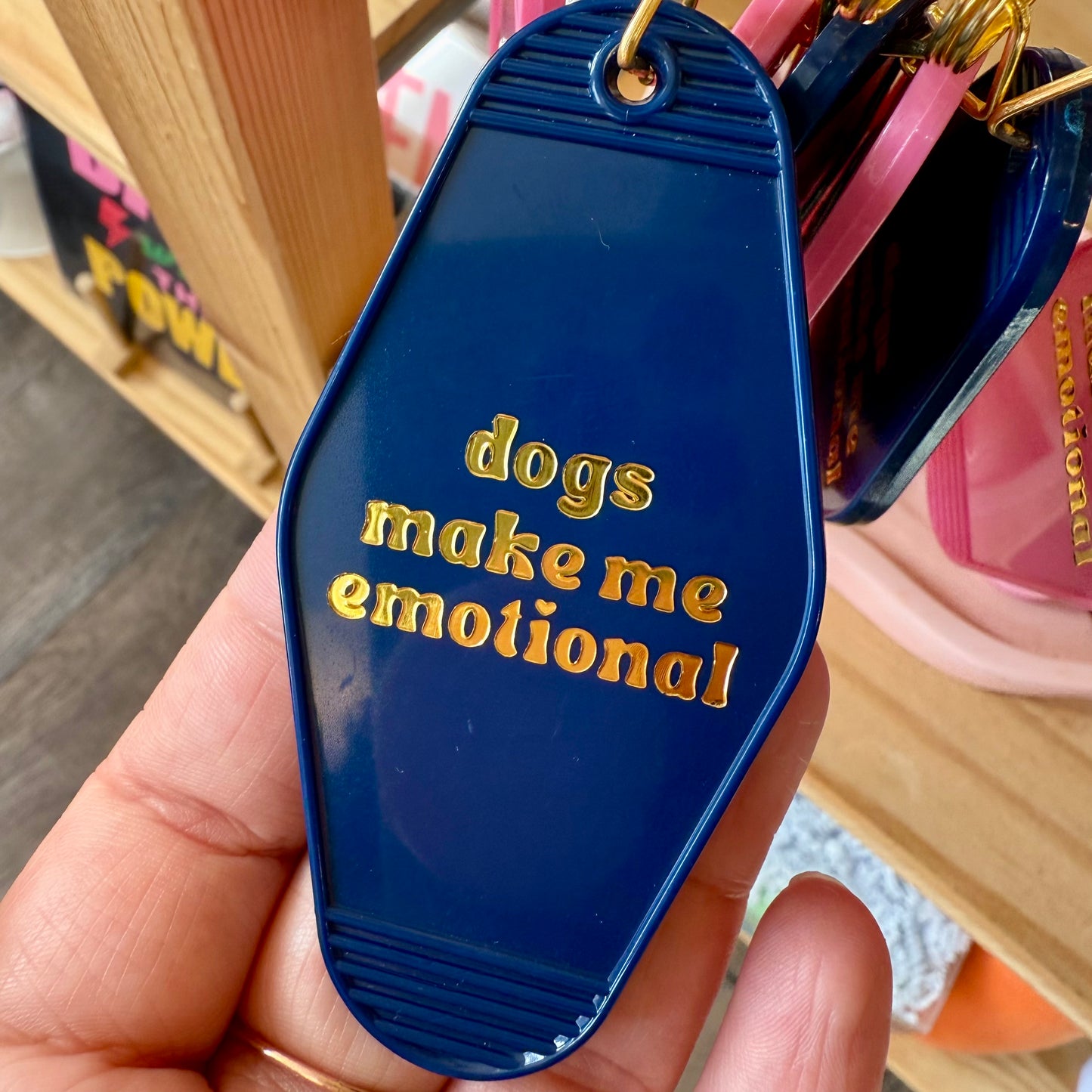 Dogs Make Me Emotional Motel Keychain