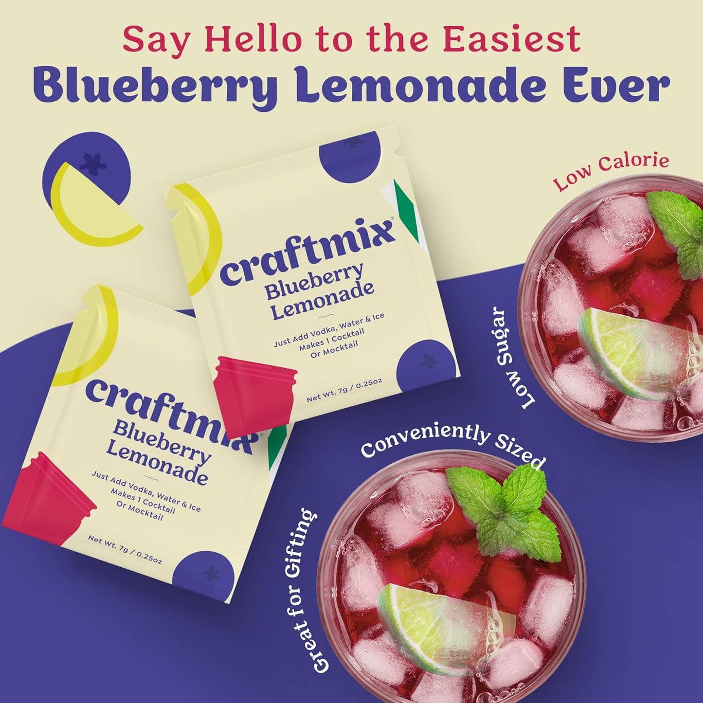 Blueberry Lemonade Cocktail / Mocktail Mixer - Individual Packet