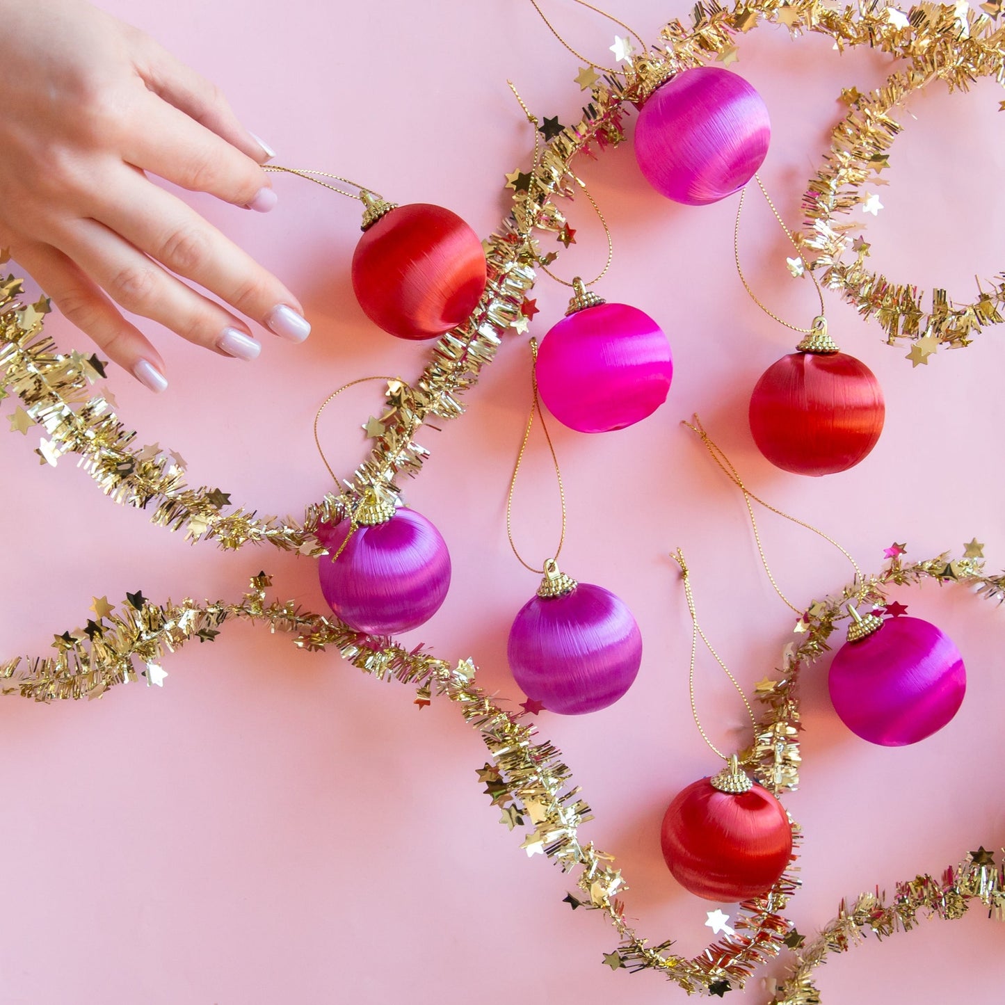 Retro Satin Ornaments - Set of 9 - Mini