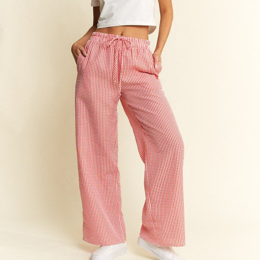 Gingham Boxer Pants - Red & White