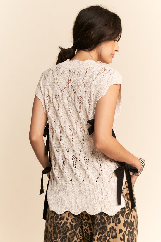 Knit Sleeveless Top W/ Ribbon-Tied Sides