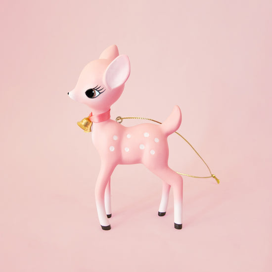 Retro Deer Ornament - Pink