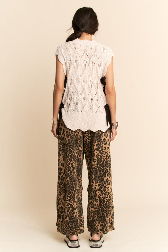Knit Sleeveless Top W/ Ribbon-Tied Sides