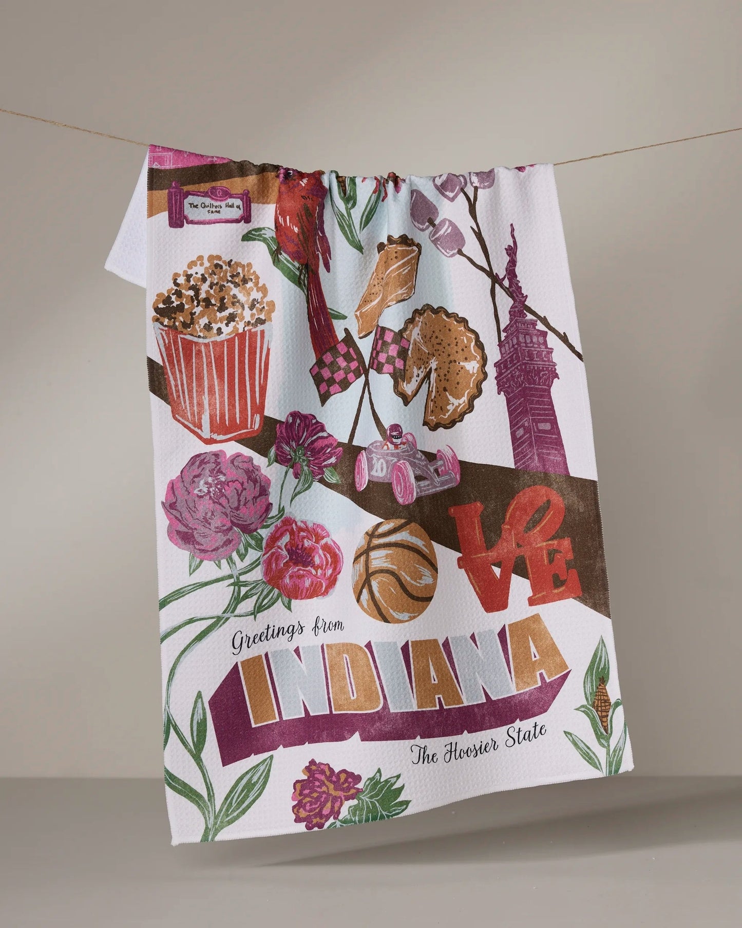 Greetings From Indiana Tea Towel