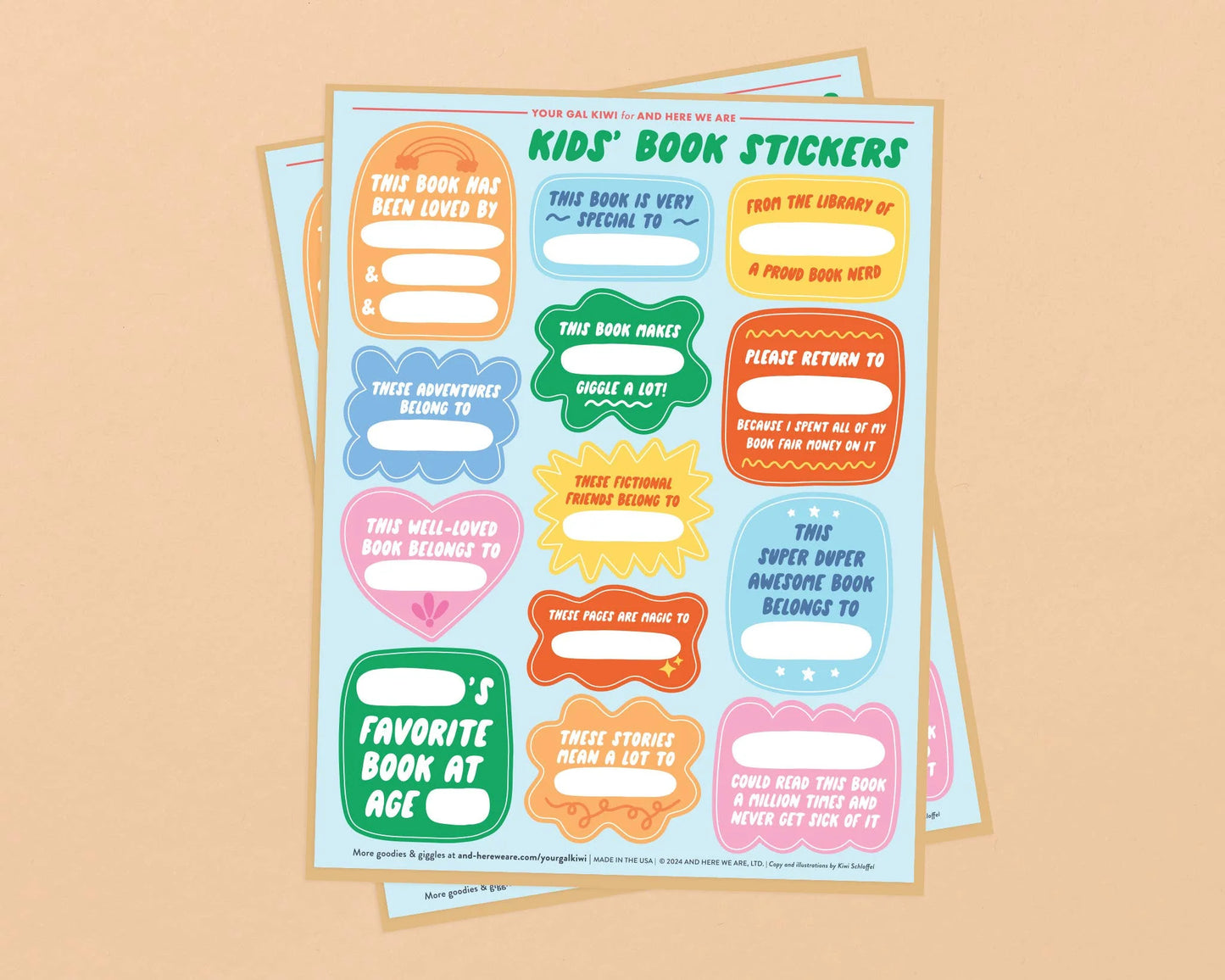 Kids' Book Plate Sticker Sheets