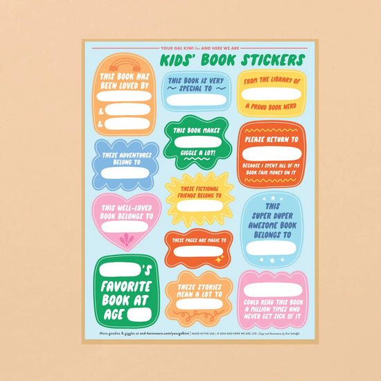 Kids' Book Plate Sticker Sheets