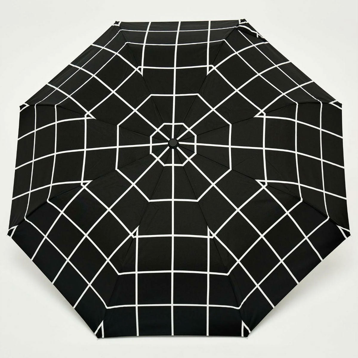 Stylish Black Grid Compact Eco - friendly Duck Umbrella