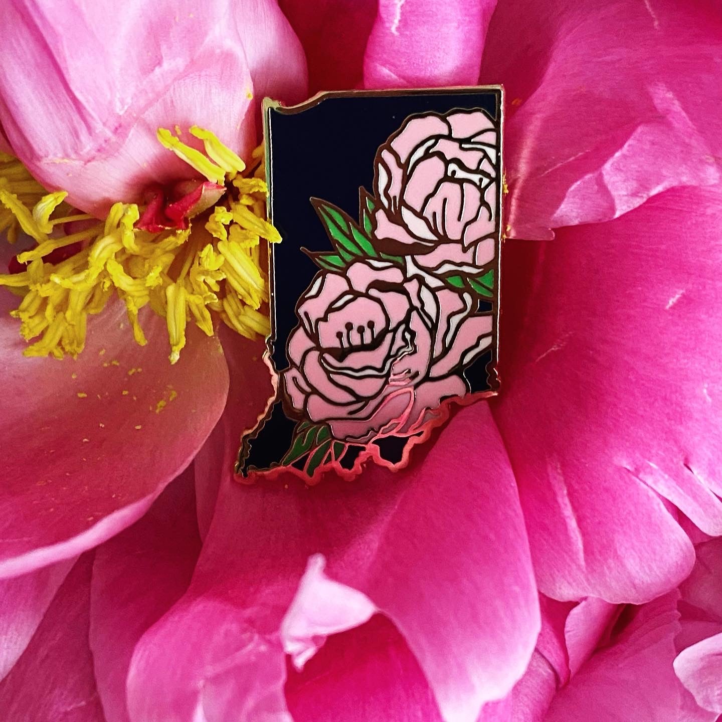 Indiana Peony State Flower Enamel Pin