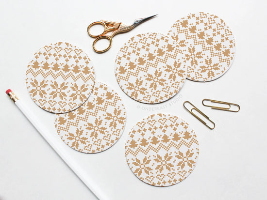 Holiday Cross Stitch Coaster Set / Holiday