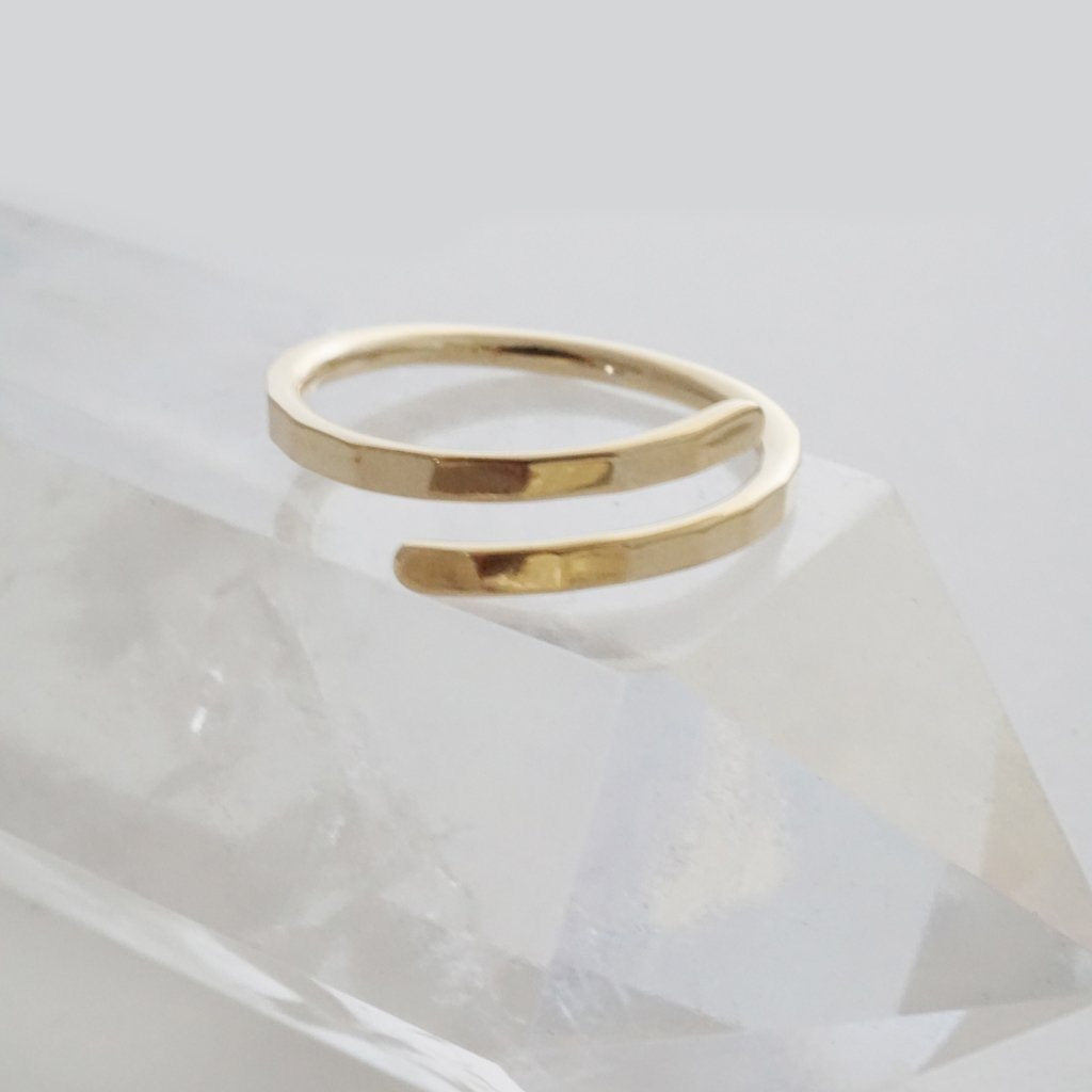 Hammered Wrap-Around Ring, Gold or Silver