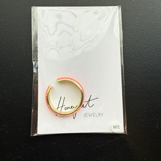 Daphne Peach 18k Gold Enamel Ring