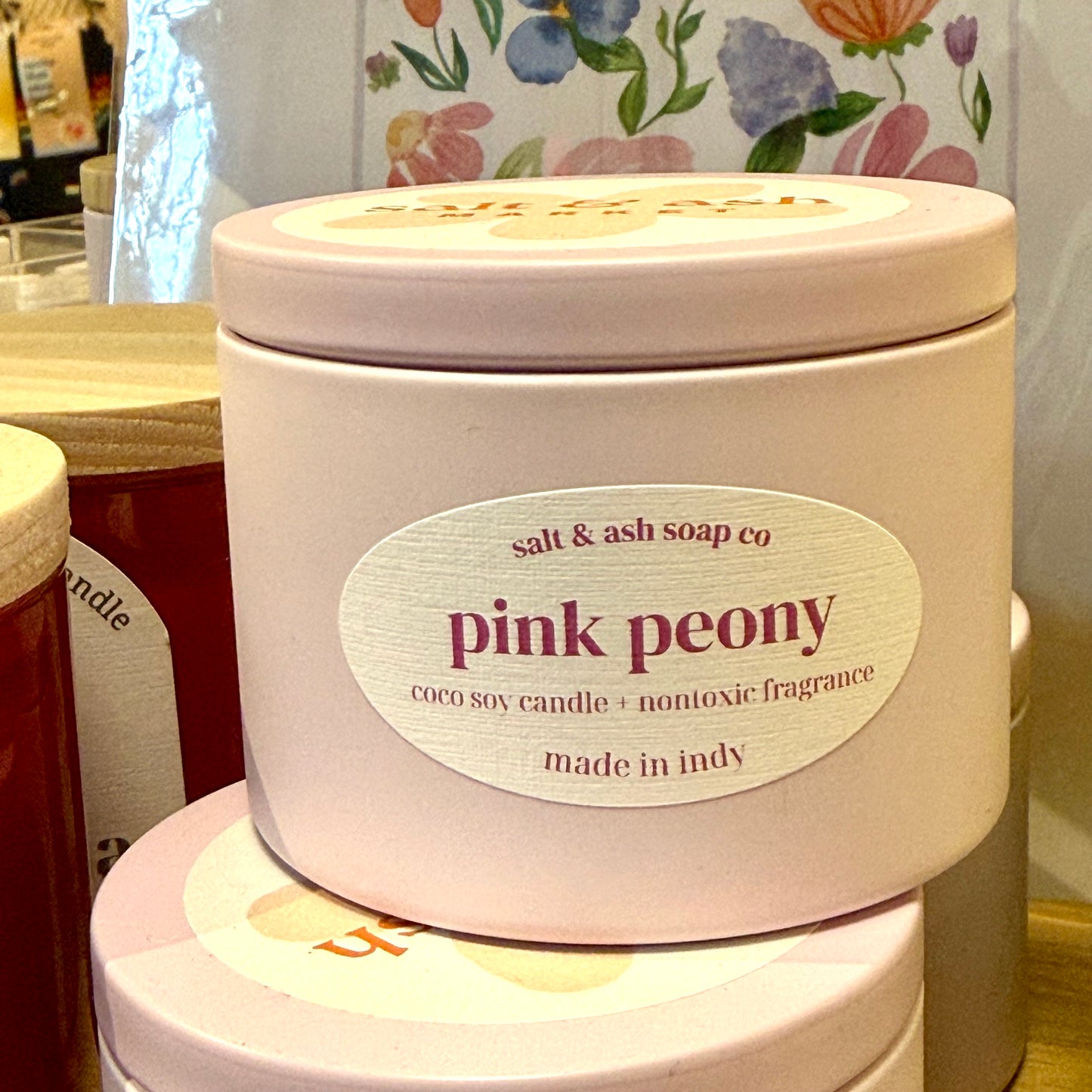 Pink Peony Summer Tin Candle