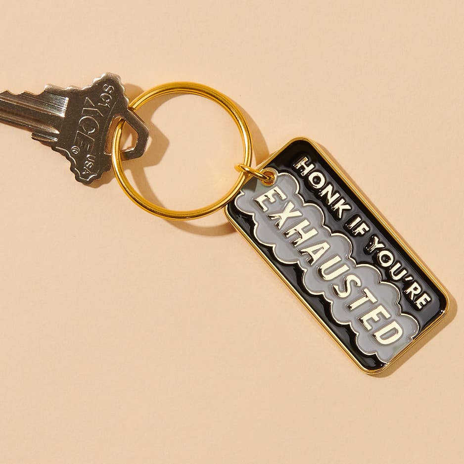 Honk If You're Exhausted Enamel Keychain