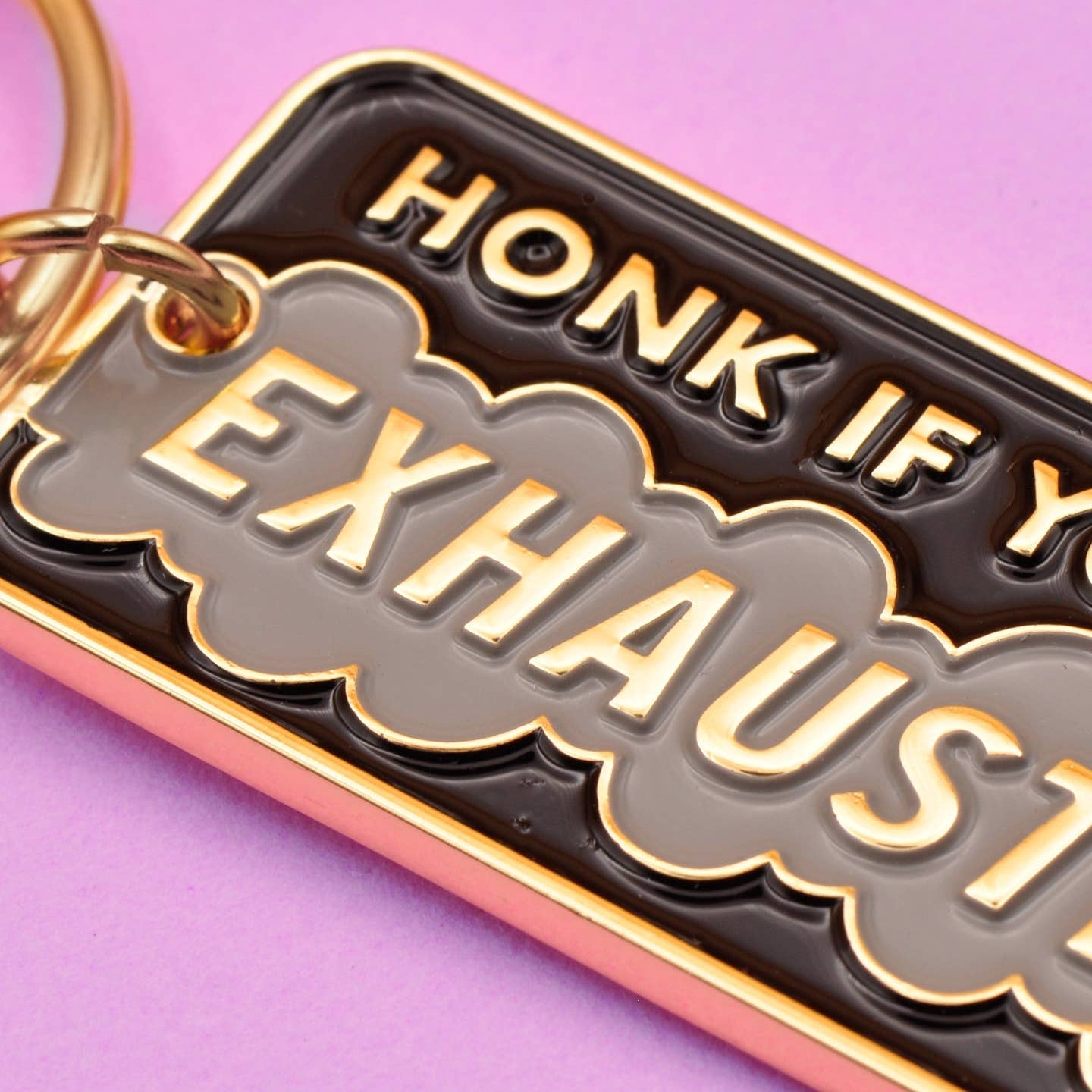 Honk If You're Exhausted Enamel Keychain