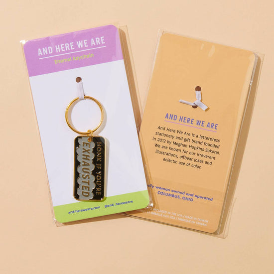 Honk If You're Exhausted Enamel Keychain