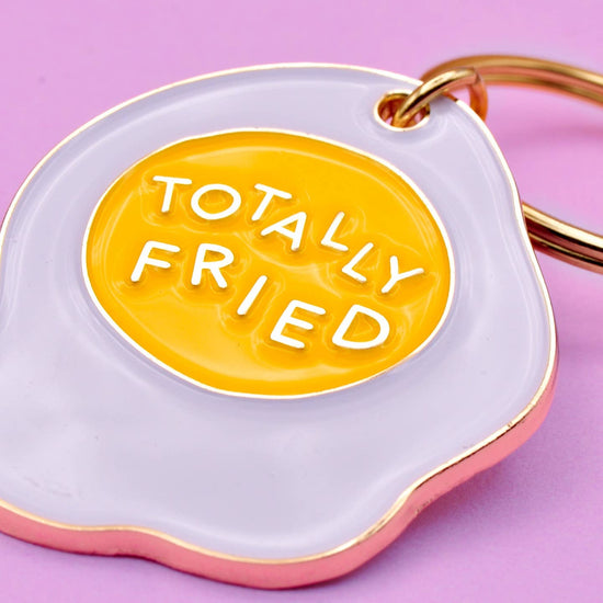 Totally Fried Egg Enamel Keychain