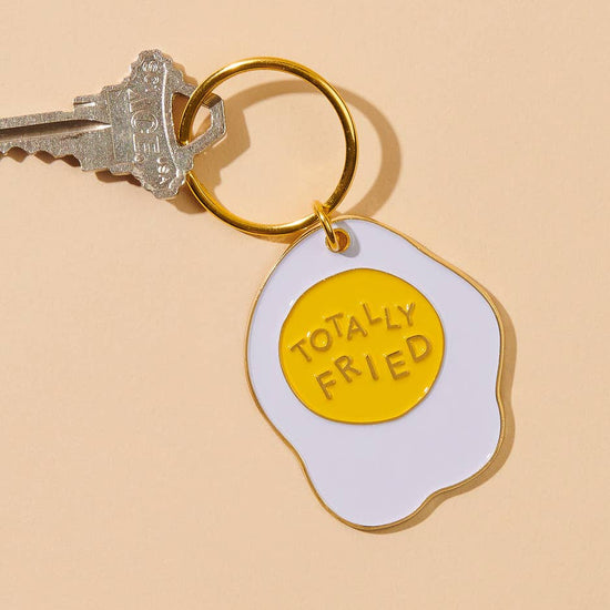 Totally Fried Egg Enamel Keychain