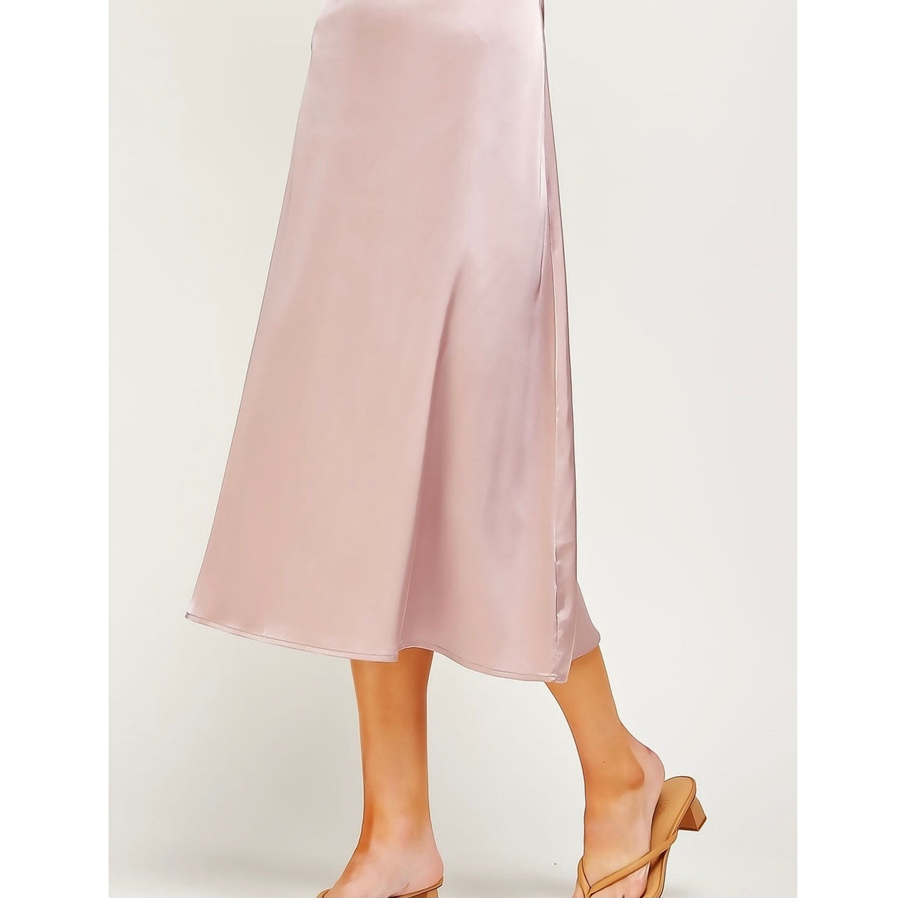 Satin Midi Skirt - Deauville Mauve, Size S - 3XL