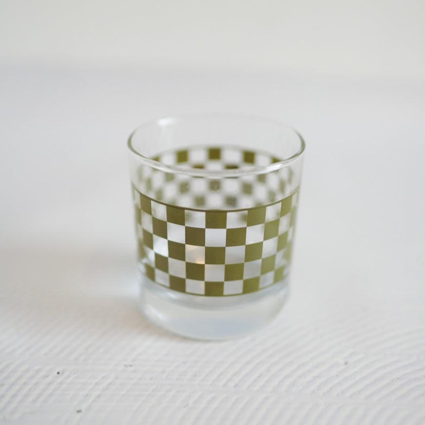 Checkered Rocks Glass Tumbler - Moss Green or Pink