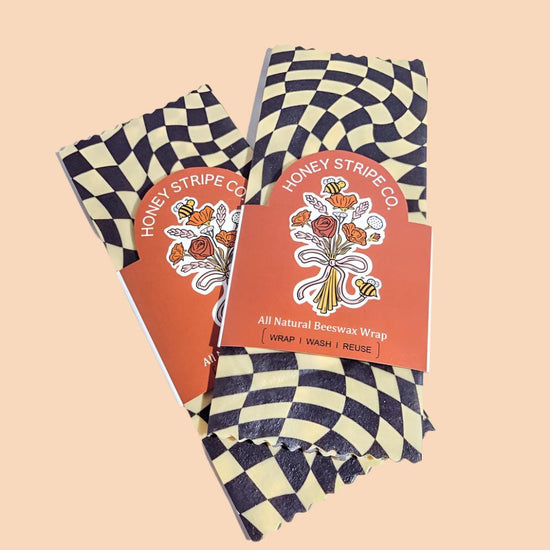 All Natural Beeswax Wrap Single - Black Checker