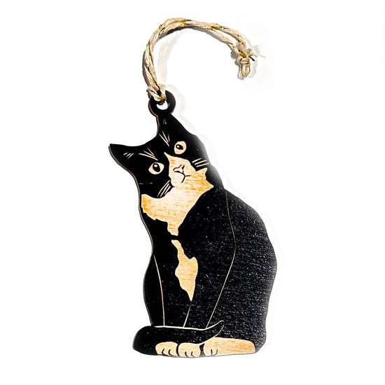 Meowy Christmas - Tuxedo Cat Ornament w/ Greeting Card