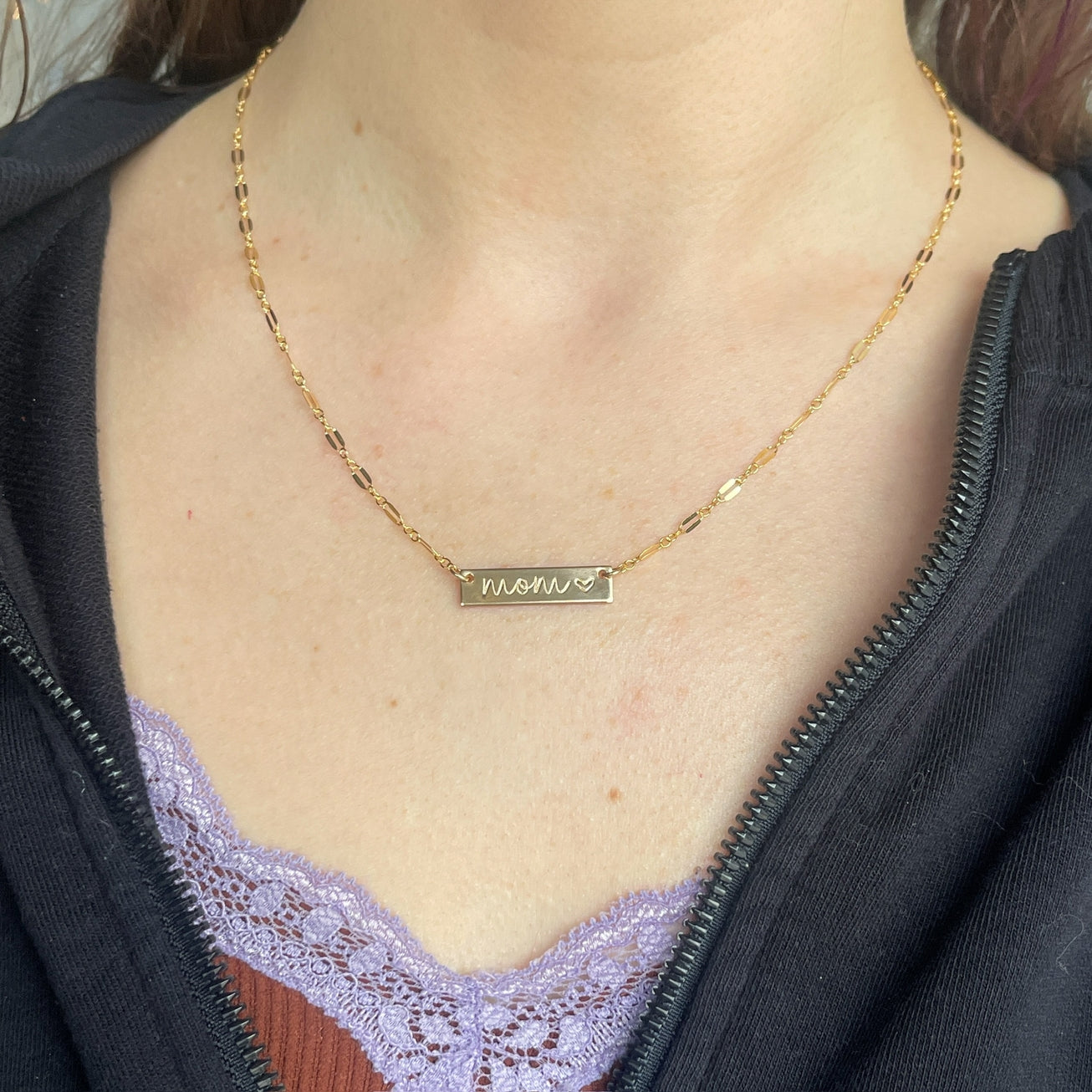 Mom Bar Necklace - Gold or Silver