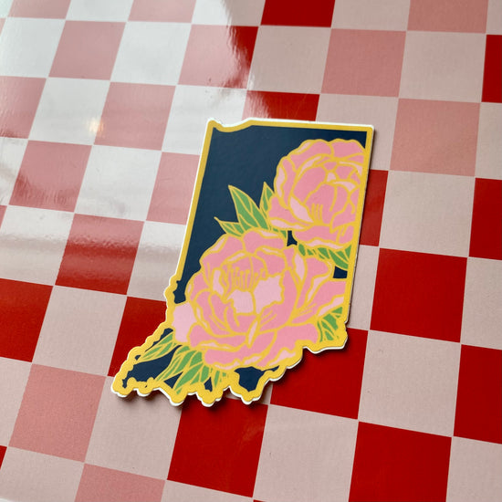 Indiana Peony Vinyl Sticker