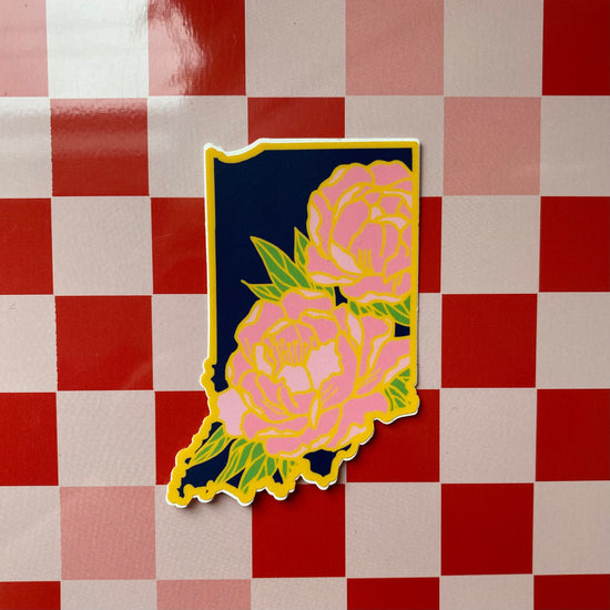 Indiana Peony Vinyl Sticker